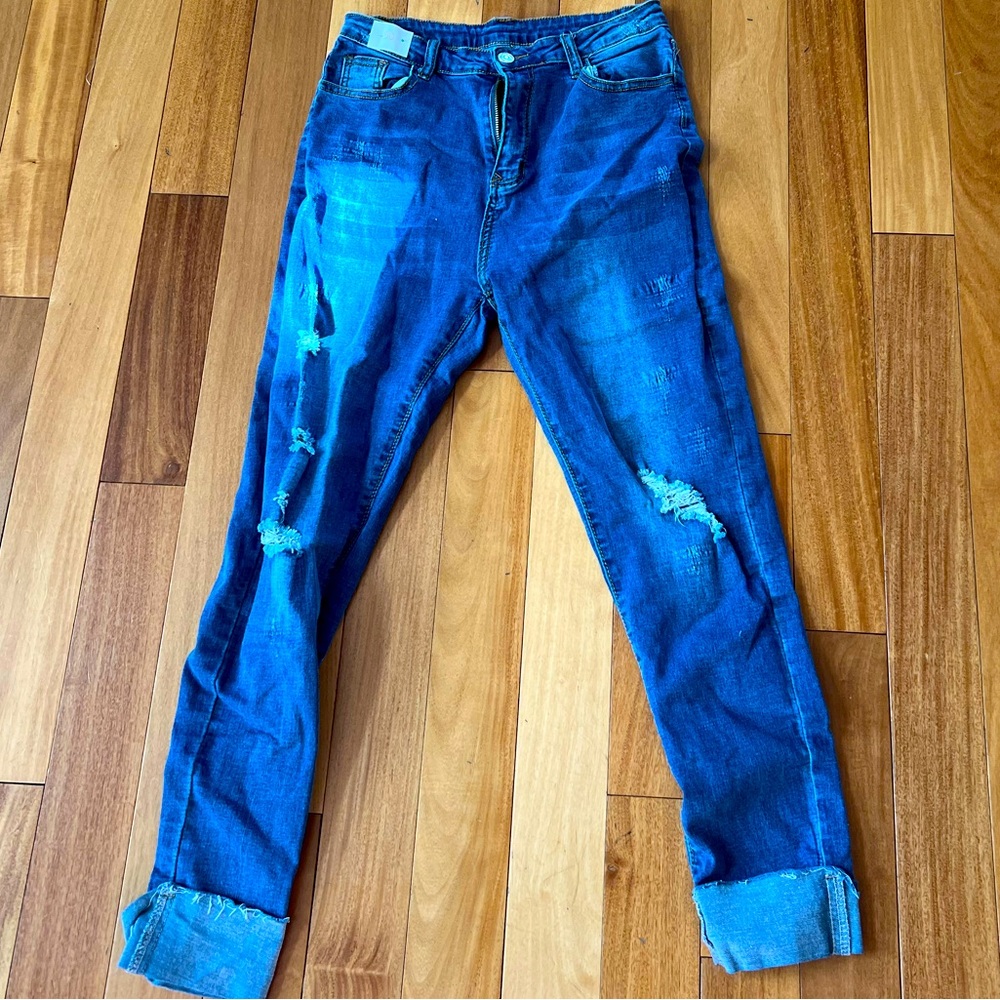 Blue ripped jeans